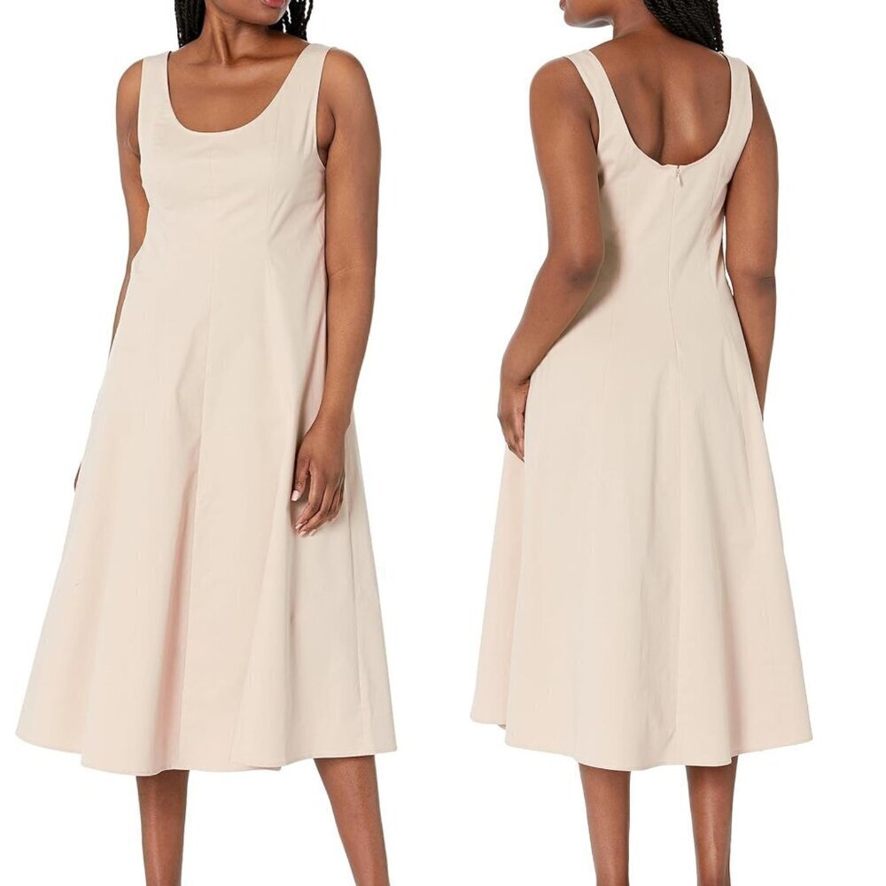 New! Vince Tan Panelled Scoop Neck Midi Dress 20960